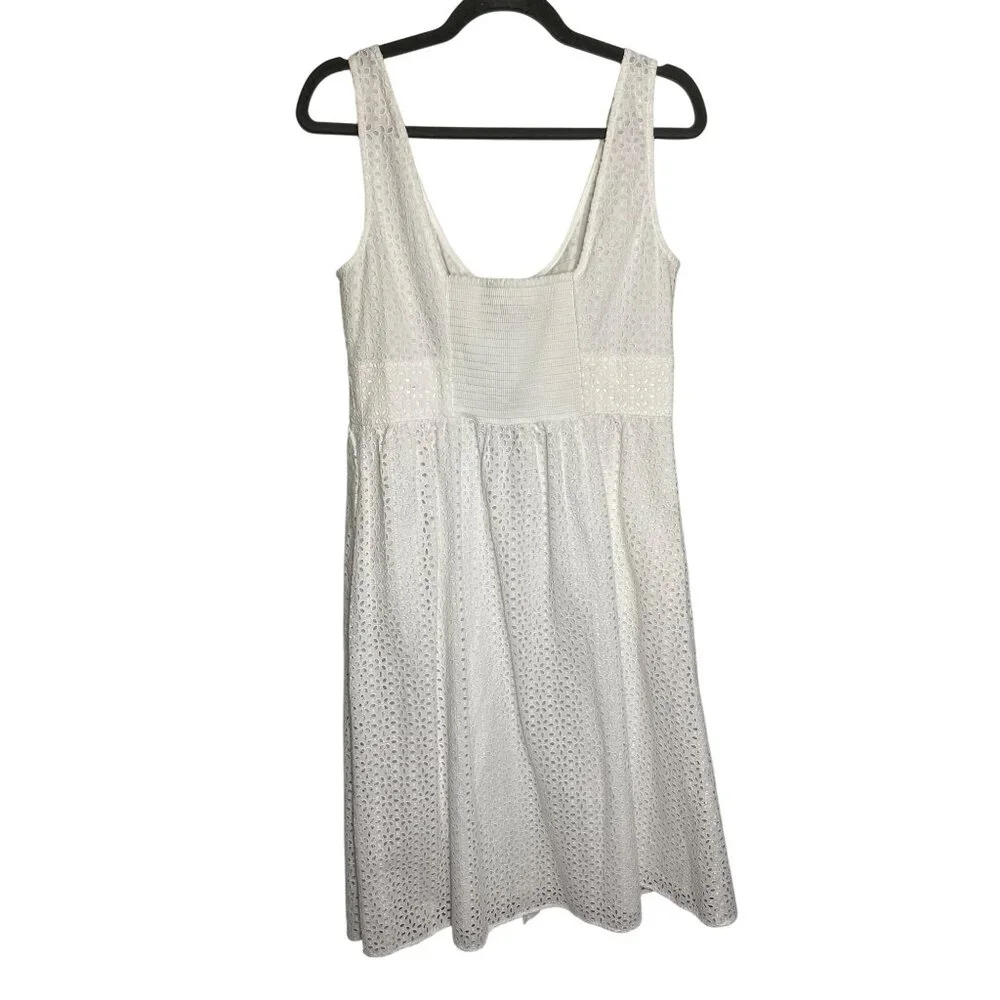 NWT J.Crew Button-Front Sleeveless Midi Dress White Cotton Summer Eyelet-sz 10 P